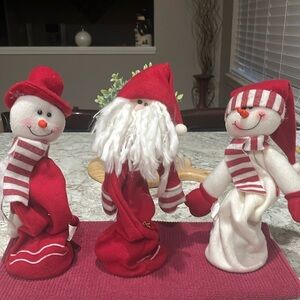 Vintage duo Santa Claus, & 2 snowman  Christmas decor